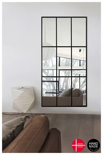 Spegel med svart ram av järn stl. 200x100 cm